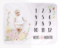 premium fleece monthly milestone blanket for baby boy or girl with floral design - large 60 x 40 size - won't wrinkle or fade - ideal photo prop - by lovelysprouts logo