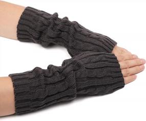 img 2 attached to Flammi Women'S Knit Arm Warmers Fingerless Gloves Thumb Hole Gloves Mittens For Typing Driving Cosplay
