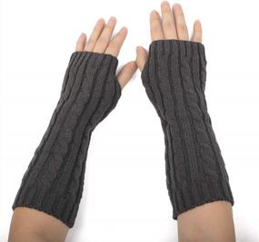 img 1 attached to Flammi Women'S Knit Arm Warmers Fingerless Gloves Thumb Hole Gloves Mittens For Typing Driving Cosplay