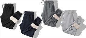 img 1 attached to Men'S Winter Fleece Jogger Pants W/ Sherpa Lining & Drawstring Waist - Duyang