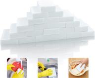 🧽 powerful 30 pack magic kitchen sponges: melamine foam cleaning bulk set for efficient dish washing, multi-functional scrub sponge for car, furniture, floor - white logo