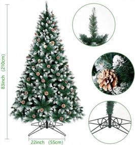 img 3 attached to OurWarm 7FT Artificial Christmas Tree, Snow Flocked Christmas Tree With Pine Cones Xmas Pine Tree For Indoor Outdoor Holiday Decorations With Foldable Metal Stand, 1400 Branch Tips