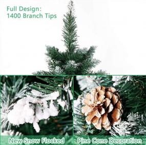 img 2 attached to OurWarm 7FT Artificial Christmas Tree, Snow Flocked Christmas Tree With Pine Cones Xmas Pine Tree For Indoor Outdoor Holiday Decorations With Foldable Metal Stand, 1400 Branch Tips