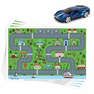 40 pack disposable stick-on placemats for baby & kids with car toy - 12" x 18" roadmap design table mats логотип