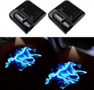 pair of wireless car door welcome lights with universal fit - laser logo shadow decoration lamp for car interior (blue horse pattern) logo