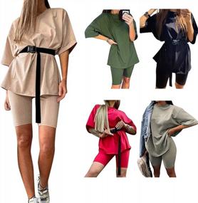 img 3 attached to Casual Comfort: Women'S Oversized 2 Piece Yoga Set With High Waisted Pants
