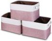 organize with style: awekris collapsible storage bins with cotton handles (pink, 3 pack) logo