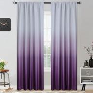 yakamok rod pocket ombre room затемняющие шторы для спальни, светоблокирующие градиентные фиолетовые и серовато-белые термоизолированные шторы для гостиной (2 панели, 52x84 дюйма) логотип