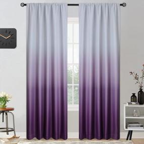 img 4 attached to Yakamok Rod Pocket Ombre Room Darkening Curtains For Bedroom, Light Blocking Gradient Purple And Greyish White Thermal Insulated Curtains Drapes For Living Room(2 Panels, 52X84 Inches)