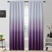 yakamok rod pocket ombre room darkening curtains for bedroom, light blocking gradient purple and greyish white thermal insulated curtains drapes for living room(2 panels, 52x84 inches) logo