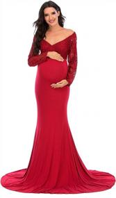 img 4 attached to Stylish & Chic Cross-Front Maternity Lace Gown With Long Sleeves, V-Neck, And Perfect For Baby Shower Photography - ZIUMUDY