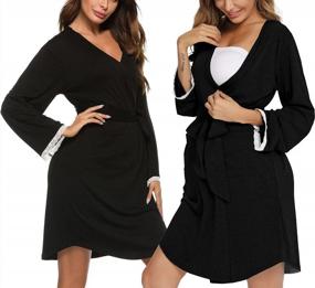 img 4 attached to Soft And Lightweight Kimono Robes For Women By Vlazom - Short Knit Bathrobe, Casual Loungewear And Sleepwear In Sizes S-XXL