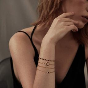 img 2 attached to Изящный браслет-цепочка с наполнителем из 14-каратного золота - идеальный ювелирный подарок для женщин