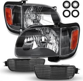 img 4 attached to 🚗 Polly Wales 2001-2004 Tacoma Headlight Assembly - Enhance Your Tacoma's Look with Black Housing, Clear Lens, and Amber Reflector Headlamps - Left and Right Headlight Replacement for 01-04 Tacoma