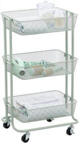 img 4 attached to Portable Rolling Storage Cart With 3 Tiers And 4 Rotating Wheels For Bathroom, Kitchen, Craft Room, Laundry Room, And Playroom - Stylish Mint Green Design By MDesign