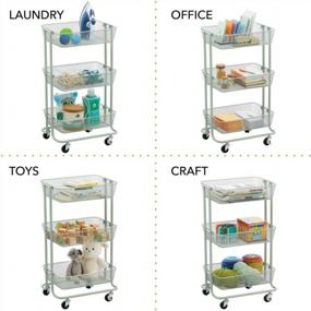 img 2 attached to Portable Rolling Storage Cart With 3 Tiers And 4 Rotating Wheels For Bathroom, Kitchen, Craft Room, Laundry Room, And Playroom - Stylish Mint Green Design By MDesign