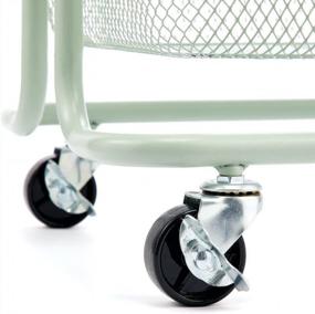 img 1 attached to Портативная тележка для хранения на колесиках с 3 ярусами и 4 вращающимися колесами для ванной, кухни, мастерской, прачечной и игровой комнаты - стильный мятно-зеленый дизайн от MDesign