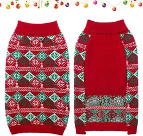 img 2 attached to Warm and Stylish PAWCHIE Red New Year Rhombus and Snowflake Dog 🐾 Sweater: Cozy Winter Knitted Turtleneck Pet Sweaters for Small, Medium, and Large Dogs