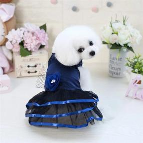 img 3 attached to Transform Your Pup Into A Glam Diva With Tangpan'S Rose Deco Pet Costume: Dark Blue, XL