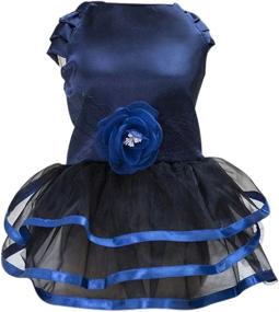 img 4 attached to Transform Your Pup Into A Glam Diva With Tangpan'S Rose Deco Pet Costume: Dark Blue, XL