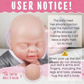 img 3 attached to Silicone Baby Doll - 14 Inch Eyes Closed Boy With Pacifier Capability | Made With Full Silicone Material | Not Vinyl Dolls By Vollence