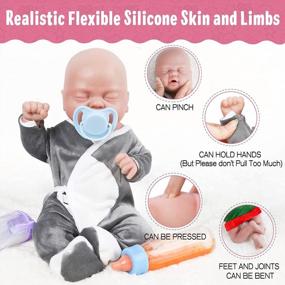 img 1 attached to Silicone Baby Doll - 14 Inch Eyes Closed Boy With Pacifier Capability | Made With Full Silicone Material | Not Vinyl Dolls By Vollence