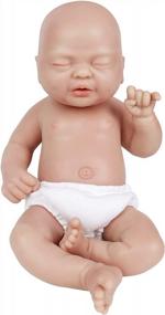img 4 attached to Silicone Baby Doll - 14 Inch Eyes Closed Boy With Pacifier Capability | Made With Full Silicone Material | Not Vinyl Dolls By Vollence