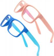 детский набор очков для защиты от синего света - 2 пары, защита от ультрафиолетового излучения 400, компьютерные и игровые очки для мальчиков и девочек в возрасте 5–13 лет. логотип