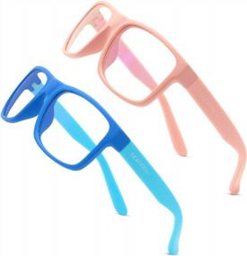 img 4 attached to Детский набор очков для защиты от синего света - 2 пары, защита от ультрафиолетового излучения 400, компьютерные и игровые очки для мальчиков и девочек в возрасте 5–13 лет.