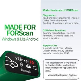 img 1 attached to 📲 Эффективный vLinker FD OBD2 Bluetooth сканер для FORScan: совместим с Android и Windows