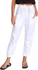 img 4 attached to Tanming Women'S Casual Linen Tapered Pants Trousers With Elastic Waist And Drawstring