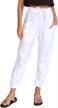 tanming women's casual linen tapered pants trousers with elastic waist and drawstring logo