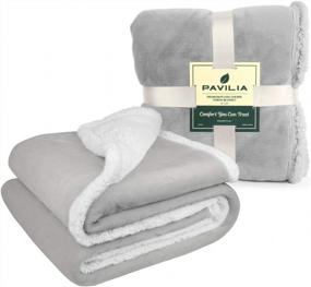 img 3 attached to Cozy Up With PAVILIA Plush Sherpa Fleece Blanket Throw: Soft, Warm, And Fuzzy Light Grey Throw For Couch And Sofa