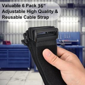 img 3 attached to Heavy Duty 36-Inch Hook And Loop Cable Tie 6-Pack With D-Ring Buckle - Organize Cords With Cacturism'S Adjustable Fastening Straps