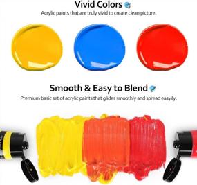 img 2 attached to Emooqi Acrylic Paint Set - 12 Vivid Colors (2.54 Oz/75Ml) With 3 Brushes, Non Toxic & Non Fading Art Supplies For Canvas Painting, Ideal For Painters Of All Ages!