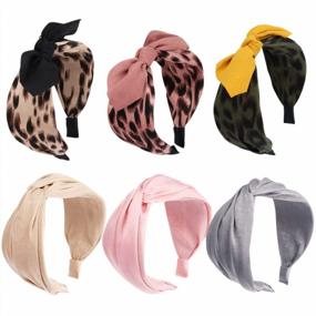 img 4 attached to 6 Pack Women'S Headbands: Boho, Leopard & Cheetah Hair Ties - Elastic Bow Turban Wraps For Women | Exacoo