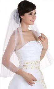 img 4 attached to SAMKY 1T 1 Tier Pencil Edge Rhinestone Crystal Wedding Veil