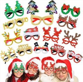 img 4 attached to 🎄 BOSONER 14Pack Christmas Glitter Party Glasses - Fun Novelty Eyewear for Festive Accessories, Decorations, and Holiday Favors