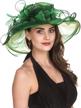 stylish women's organza fascinator hat for church, weddings and tea parties in green and black line by saferin logo