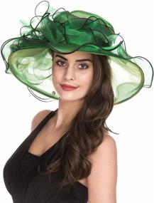 img 3 attached to Stylish Women'S Organza Fascinator Hat For Church, Weddings And Tea Parties In Green And Black Line By SAFERIN