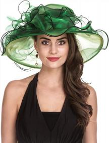 img 2 attached to Stylish Women'S Organza Fascinator Hat For Church, Weddings And Tea Parties In Green And Black Line By SAFERIN