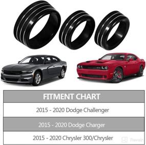 img 1 attached to 🎛️ Billet Aluminum Climate Control Knob Covers for Dodge Charger/Challenger (2015-UP) - Black: Enhance HVAC A/C Radio Tuner Knob Switch Trim Covers