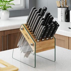 img 3 attached to Bamboo 23 Slot Clear Kitchen Knife Block Organizer Stand For Cutlery Storage Accessories - No Knives Included