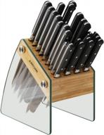 bamboo 23 slot clear kitchen knife block organizer stand for cutlery storage accessories - no knives included логотип