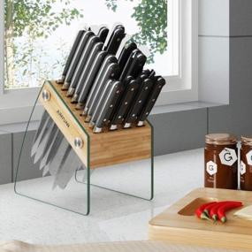 img 2 attached to Bamboo 23 Slot Clear Kitchen Knife Block Organizer Stand For Cutlery Storage Accessories - No Knives Included