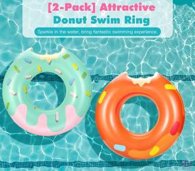 img 3 attached to 2-Pack HeySplash Inflatable Swim Rings - Fun Beach Floaties For Kids And Adults - Cute Patterns For Summer Swimming And Water Activities