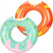 2-pack heysplash inflatable swim rings - fun beach floaties for kids and adults - cute patterns for summer swimming and water activities logo