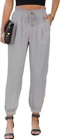 img 4 attached to Get Stylish Comfort With EVALESS Women'S Loose Drawstring Waist Pants, Featuring Convenient Pockets