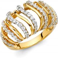 ladies 14k yellow gold polished cz cubic zirconia right hand statement ring - wellingsale logo