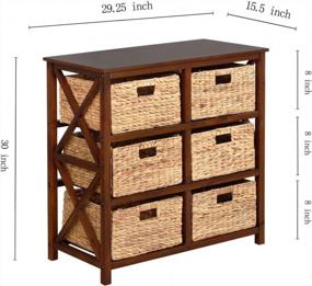 img 1 attached to EHemco 3 Tier X-Side End Storage Cabinet With 6 Wicker Baskets, Walnut